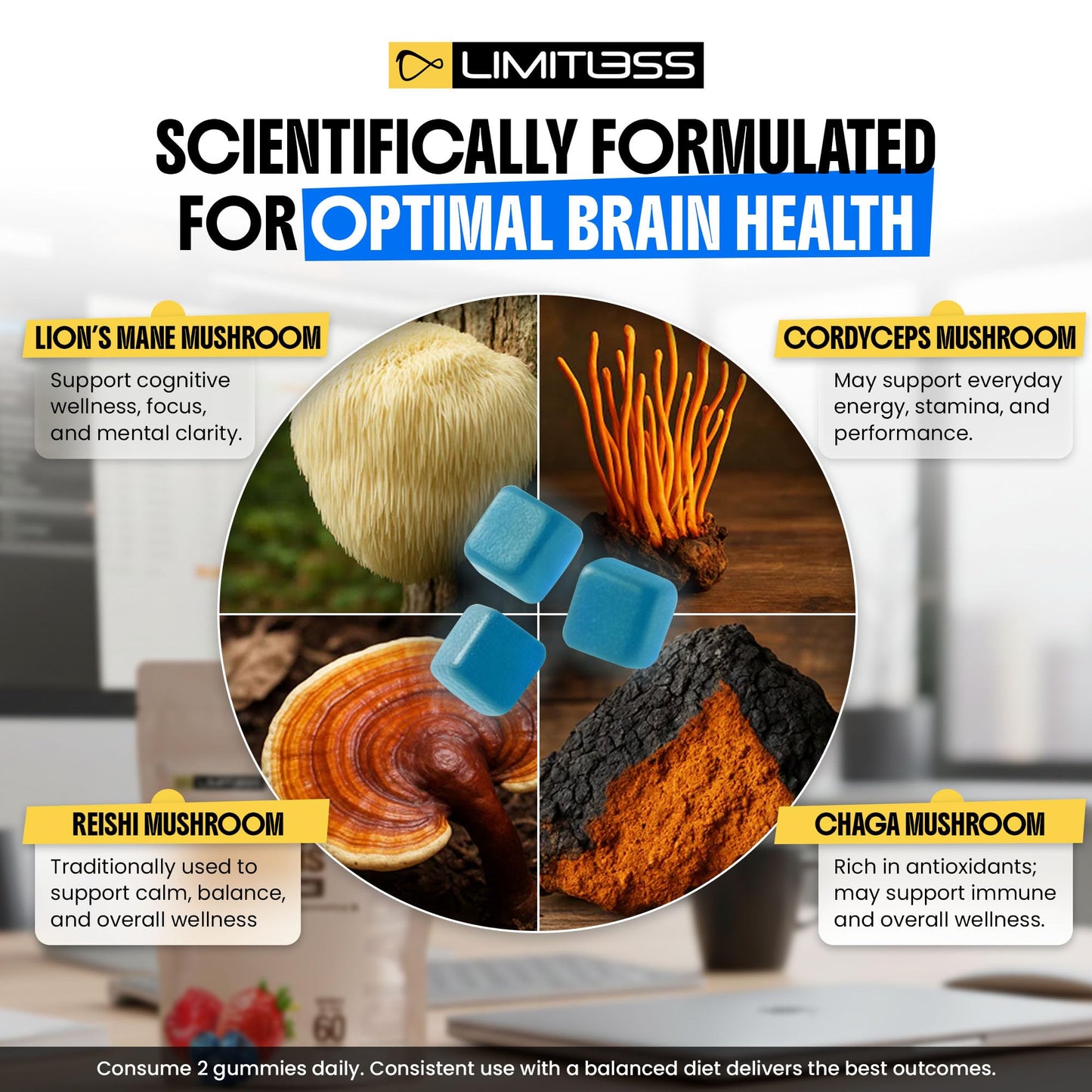 Limitless Supershrooms Smart Focus Gummies - 30 Day Supply LIMITLESS XBuy Supplements Australia
