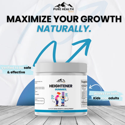 Heightener Gummies - Natural Height Growth Supplement for Kids, Teens and Adults to Increase Bone Strength and Grow Tall | Height Maximizer Pills with L-Arginine, Calcium & Zinc | 60 Gummy PURE HEALTH MAXBuy Supplements Australia
