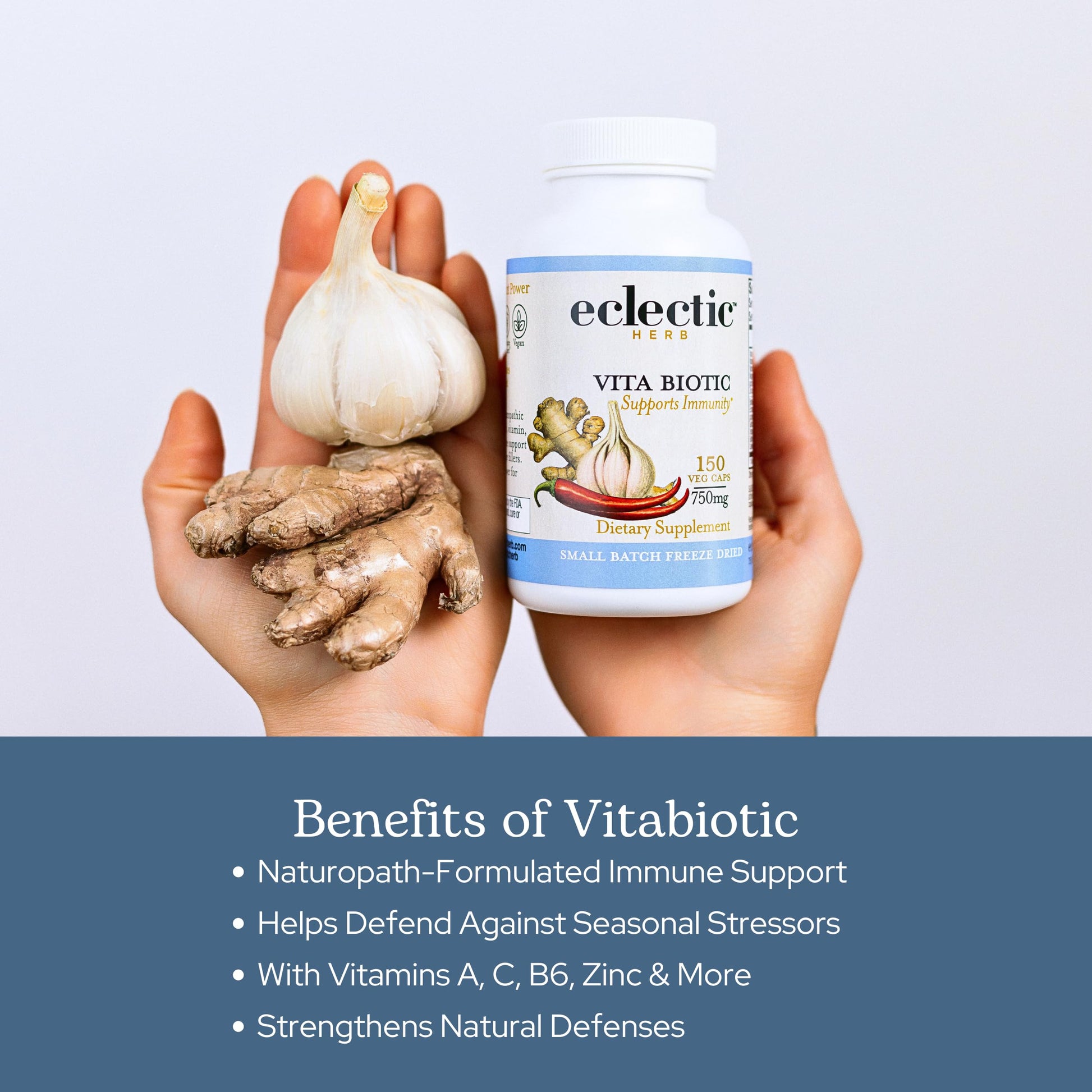 Eclectic Herb - Vitabiotic Capsules | Immune Support | Natural Herbal Multivitamin Supplement | Freeze Dried, Organic, Non-GMO, Vegan, Whole Herb (150 CT | 750 mg) ECLECTIC INSTITUTEBuy Supplements Australia