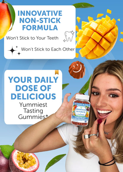 Lunakai USA Made Magnesium Glycinate Gummies with L-Theanine for Kids & Adults – 420mg Magnesium Supplement for Calm