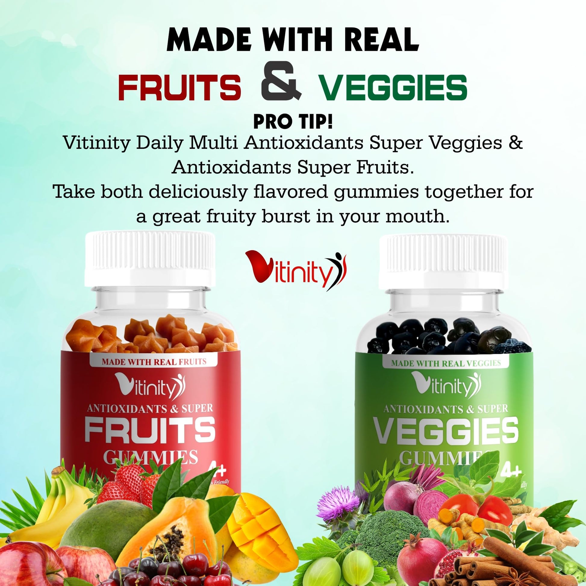 VITINITY Made with Real Fruit-Real Veggie Gummies-Superfood Vegetable Vitamin Sup VITINITYBuy Supplements Australia