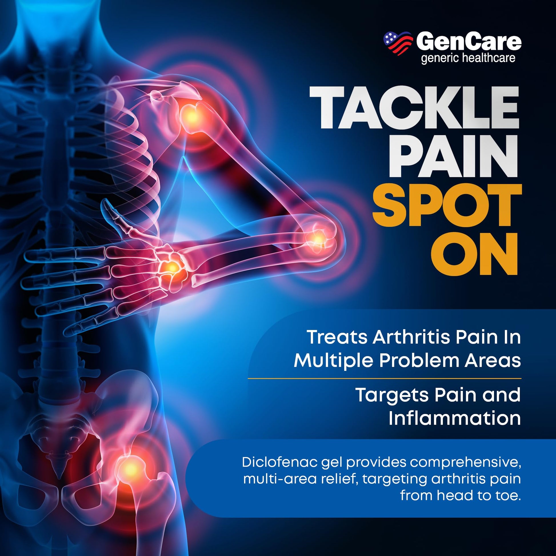 GenCare Arthritis Pain Relief Diclofenac Sodium Topical Gel 1 Percent (NSAID) - Clinically Proven Arthritis Pain Reliever - Compare to The Active Ingredient in Voltaren Gel (5.29 oz) GenCareBuy Supplements Australia