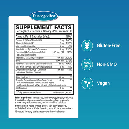 EuroMedica Nerve Complex - Herbal Supplement with Bioactive Vitamin B12 - Circulation & Nerve Health Support Supplement - Vegan Capsules with Boswellia Serrata - 60 Capsules, 2 Pack (120 Capsules) EuroMedicaBuy Supplements Australia