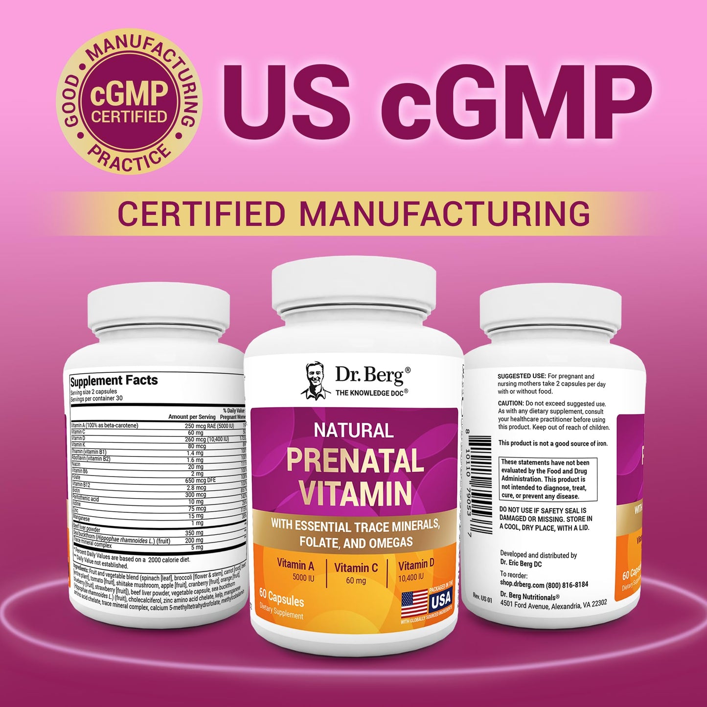 Dr. Berg Natural Prenatal Vitamins for Women (Pregnant & Nursing) - Prenatal Vitamins with Folate, Vitamins, Minerals, Omegas, &11 Powerful Superfoods - Womens Prenatal Multivitamin - 60 Capsules Dr. Berg NutritionalsBuy Supplements Australia