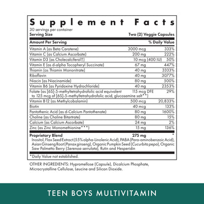 Michael's Health Naturopathic Programs Teen Boys - 60 Vegetarian Capsules - Daily Multivitamin Supplement - Kosher - 30 Servings MICHAEL'SBuy Supplements Australia