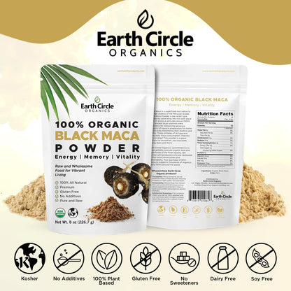 Organic Black Maca Peruvian Root Powder | Black Maca Root for Men | Natural Supplement | Essential Vitamins, Minerals & Fatty Acids Improved Energy | Immune Support (8oz, Pack of 1) Earth Circle OrganicsBuy Supplements Australia