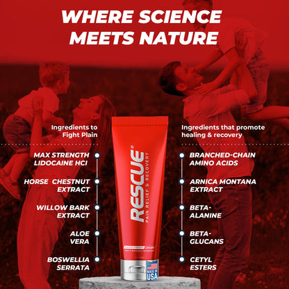 RESCUE PAIN RELIEF & RECOVERY Cream - All-in-One Solution for Back, Neck, Knee, Hand, Foot, and Shoulder Pain - Combines Power of Key Ingredients from Leading Pain Relief CreamProducts - 4 Ounces RESCUE PAIN RELIEF & RECOVERYBuy Supplements Australia