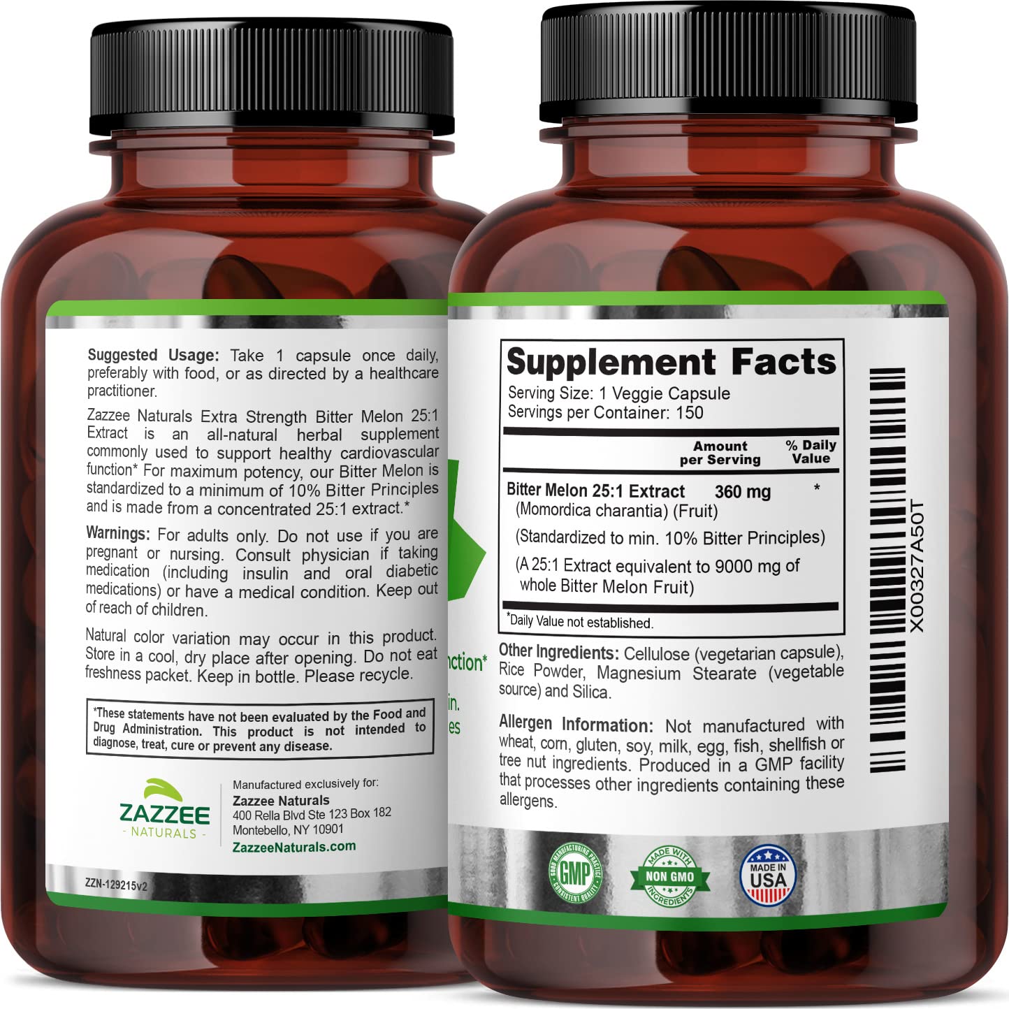 Zazzee Extra Strength Bitter Melon 25:1 Extract, 9000 mg Strength, 10% Bitter Principles ZazzeeBuy Supplements Australia