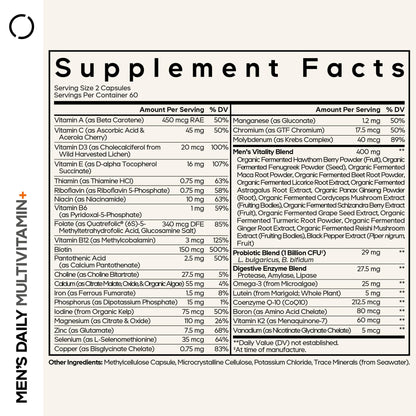 Codeage Men’s Daily Multivitamin – 25+ Essential Vitamins & Minerals, Organic Whole Foods, Probiotics, Omega-3, Zinc, Vitamins A, B, C, D, E & K – 120 Capsules CodeageBuy Supplements Australia