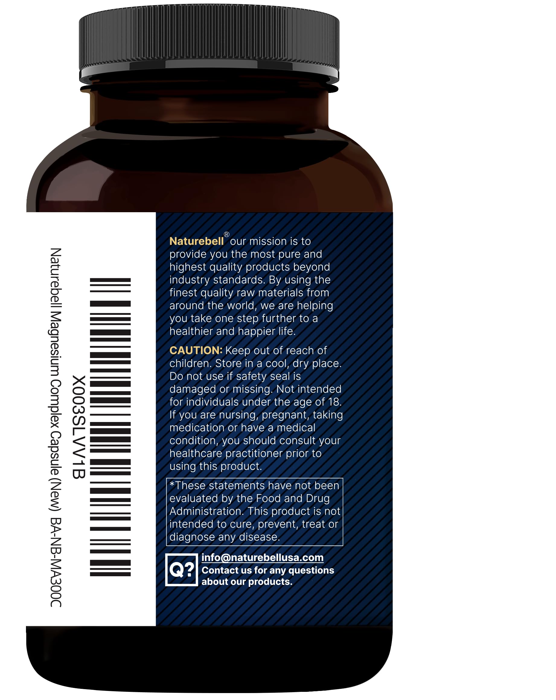 Magnesium Complex 500mg, 300 Capsules | 10-in-1 Magnesium Glycinate, Citrate, Malate & More | Chelated Form for Easy Absorption | Non-GMO NatureBellBuy Supplements Australia