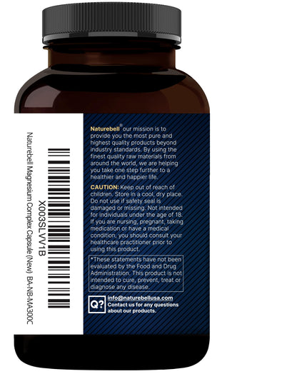 Magnesium Complex 500mg, 300 Capsules | 10-in-1 Magnesium Glycinate, Citrate, Malate & More | Chelated Form for Easy Absorption | Non-GMO NatureBellBuy Supplements Australia
