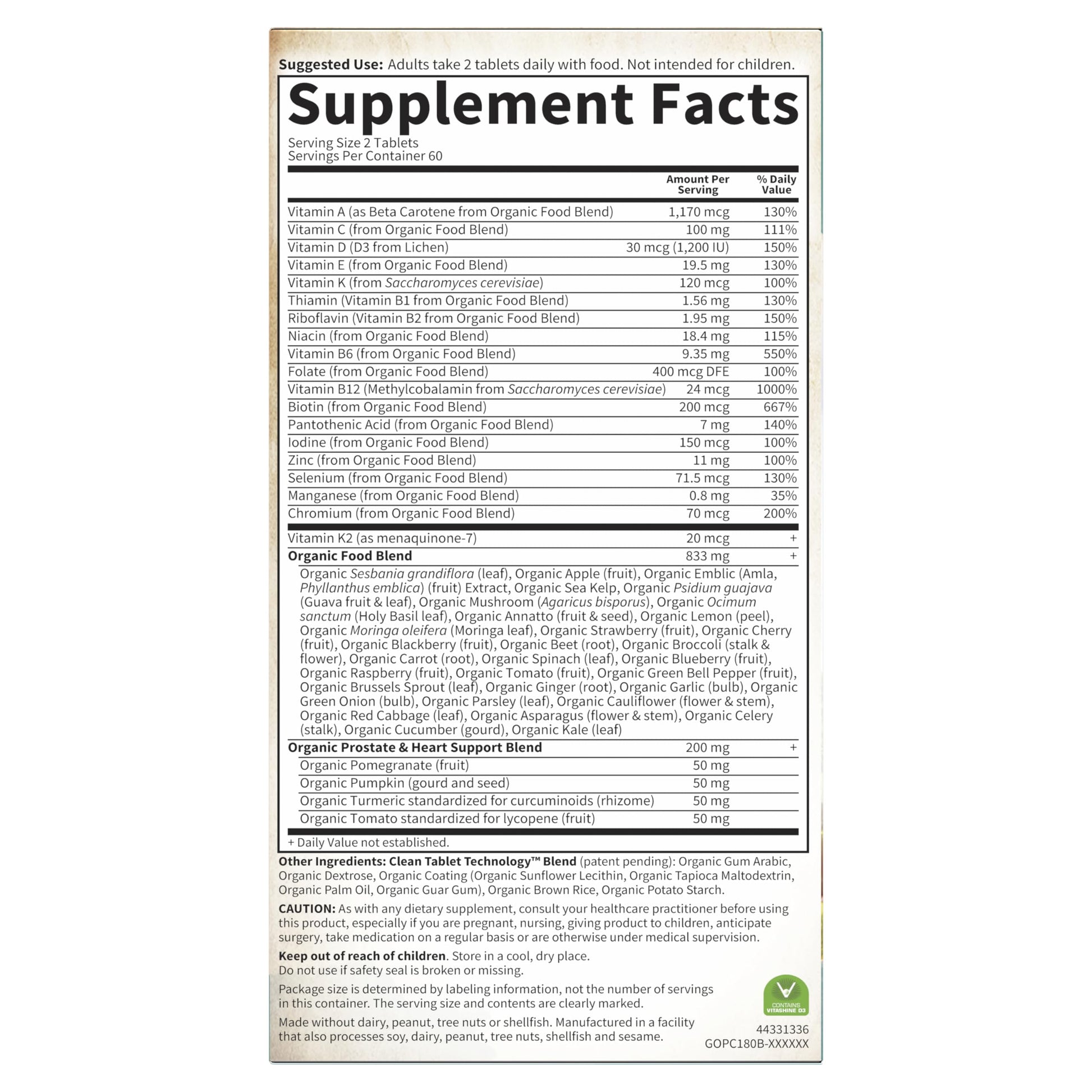 Garden of Life Organics Whole Food Multivitamin for Men 40+ 120 Tablets, Vegan Mens Multi for Health Garden of LifeBuy Supplements Australia
