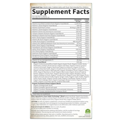 Garden of Life Organics Whole Food Multivitamin for Men 40+ 120 Tablets, Vegan Mens Multi for Health Garden of LifeBuy Supplements Australia