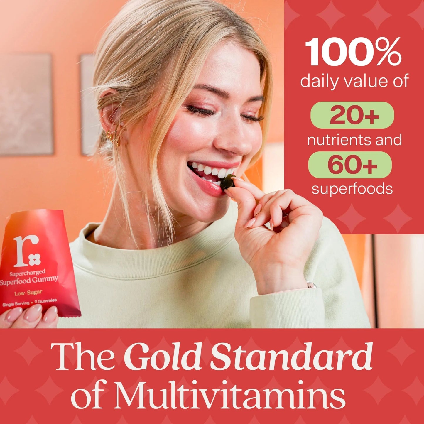 Rizz Low Sugar Green Gummies - 60+ Superfoods 6g Fiber - Prebiotic and Probiotic Gummies - Vegan Multivitamins for Women & Men RizzBuy Supplements Australia