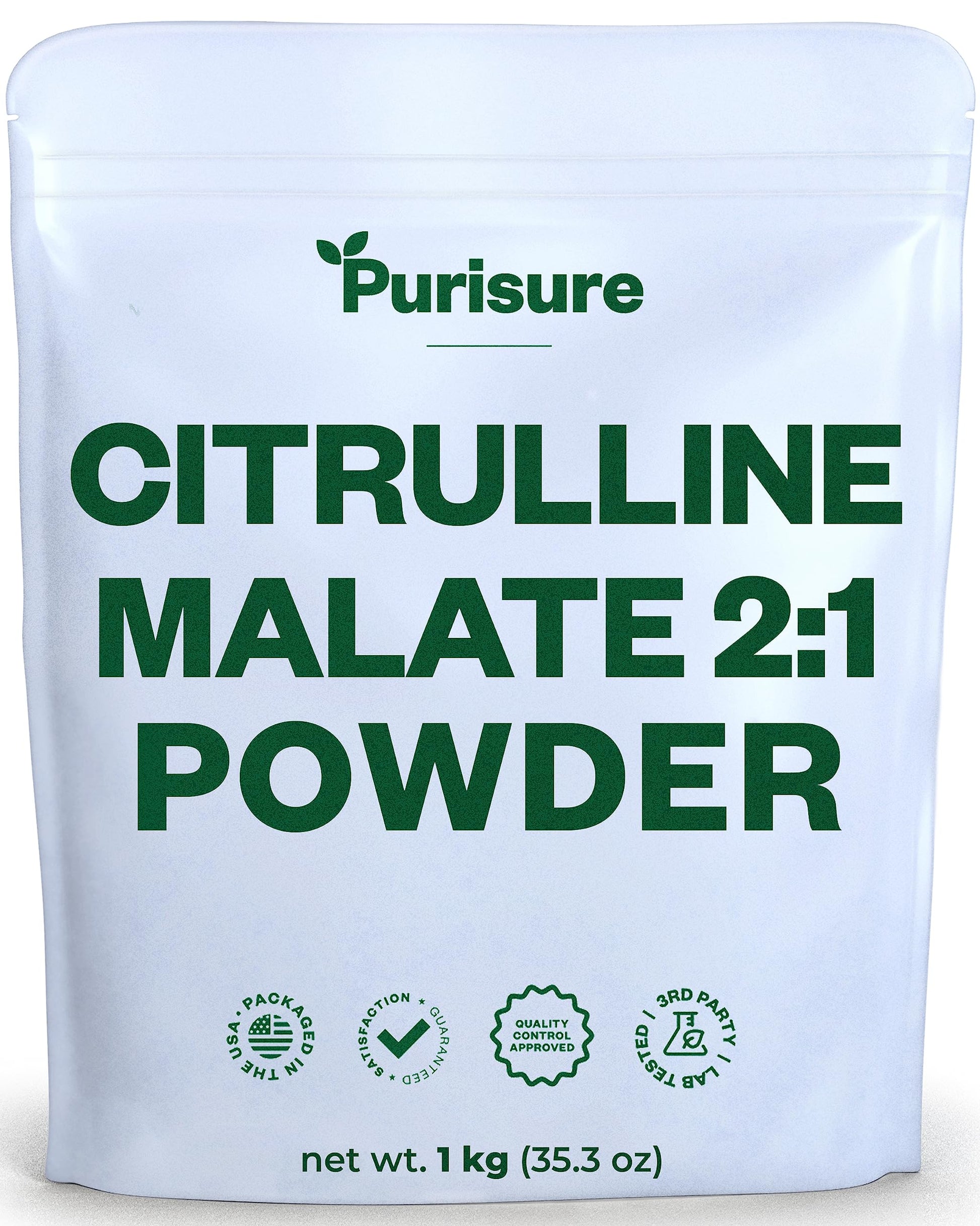 Purisure Citrulline Malate 2:1 Powder, 1 kg, Citrulline Supplement and Citrulline Nitrate