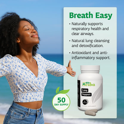 MyHerba Lung Support Supplement - Vegan Formula with Marshmallow Root, Chlorella, Ginkgo Biloba Leaf, Irish Sea Moss & PAU D’Arco - Deep Lung Cleanse, Detox and Immune Support for Adults, 50 Capsules MyHerbaBuy Supplements Australia