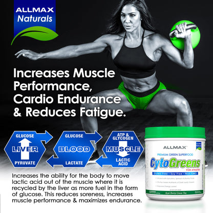 ALLMAX Naturals CytoGreens Super Greens Powder, Premium Green Superfood with Greens, Superfoods, Daily Greens Supplement, Acai Berry Green Tea, 14 Servings ALLMAXBuy Supplements Australia