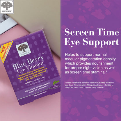 NEW NORDIC Blue Berry Eye Vitamin Lutein Supplement with Zinc, Supports Macular Pigmentation, Eye & Vision Function, 60 Tablets (Pack of 1) NEW NORDICBuy Supplements Australia