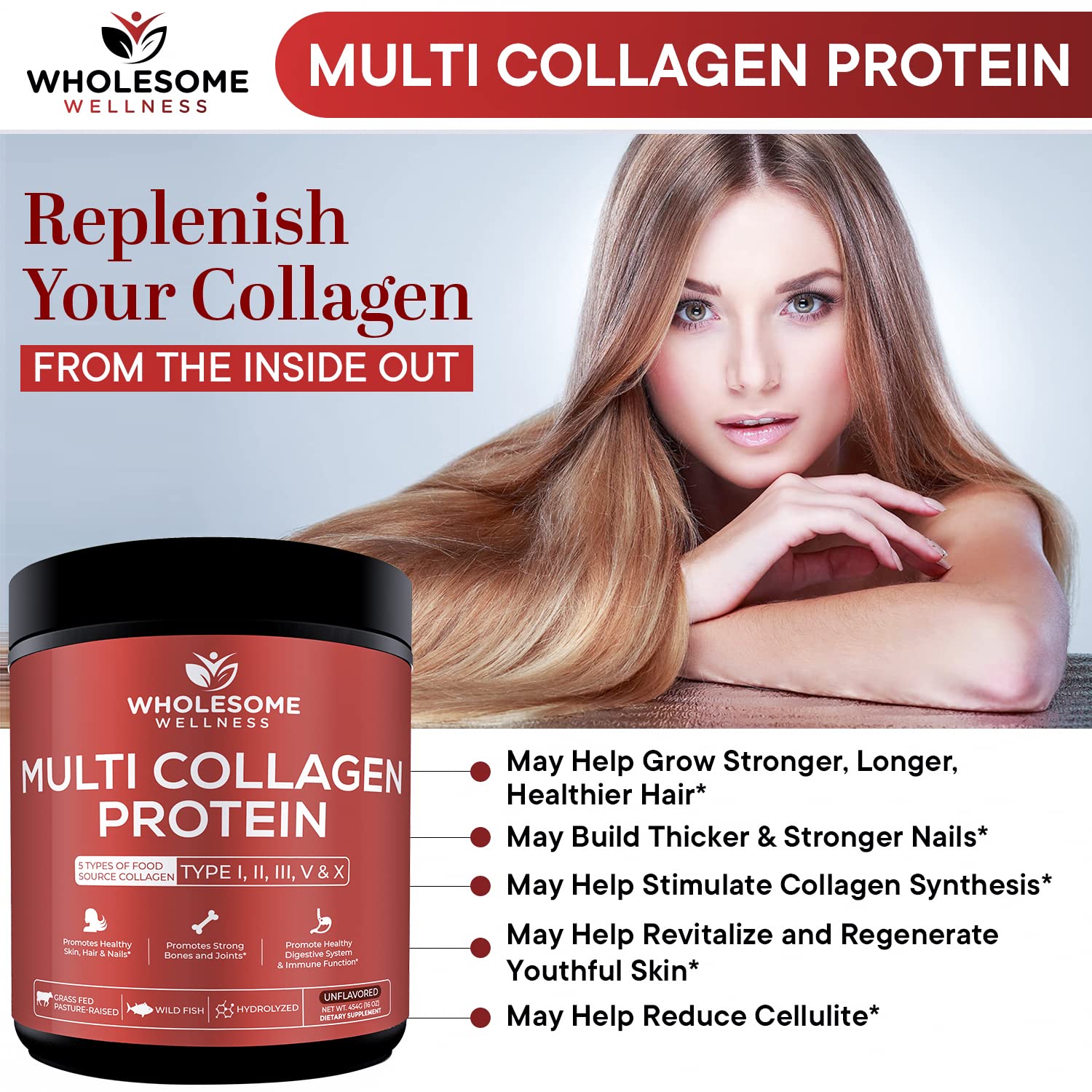 Multi Collagen Protein Powder Hydrolyzed (Type I II III V X) Grass-Fed All-in-One Super Wholesome WellnessBuy Supplements Australia
