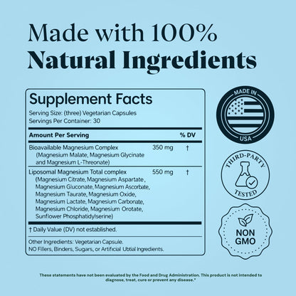 Magnesium Complex for Women & Men, 1000mg – MAGPLUS+ 13-in-1 Advanced Liposomal Ultra Formula – Glycinate, L-Threonate & Triple Magnesium Blend – Brain, Memory & Deep Sleep – 90 Capsules Plus+UltraBuy Supplements Australia