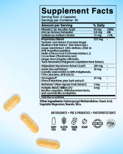 Inner Glow Age Defense Vitamins - Dermatologist and Plastic Surgeon Developed to Fight photoaging and Melasma, Polypodium Leucotomos Antioxidant Formula – Vegan, Gluten-Free – 60 Capsules Inner GlowBuy Supplements Australia