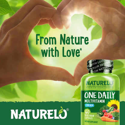 NATURELO Mens Multivitamins - One Daily Multivitamin for Men with Vitamins, Minerals & Organic Whole Foods, Boost Energy & Health,