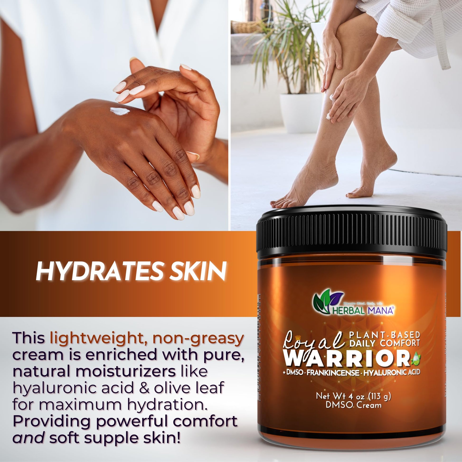 Herbal Mana Frankincense DMSO Body Cream with Magnesium & Hyaluronic Acid | Royal Warrior Herbal ManaBuy Supplements Australia
