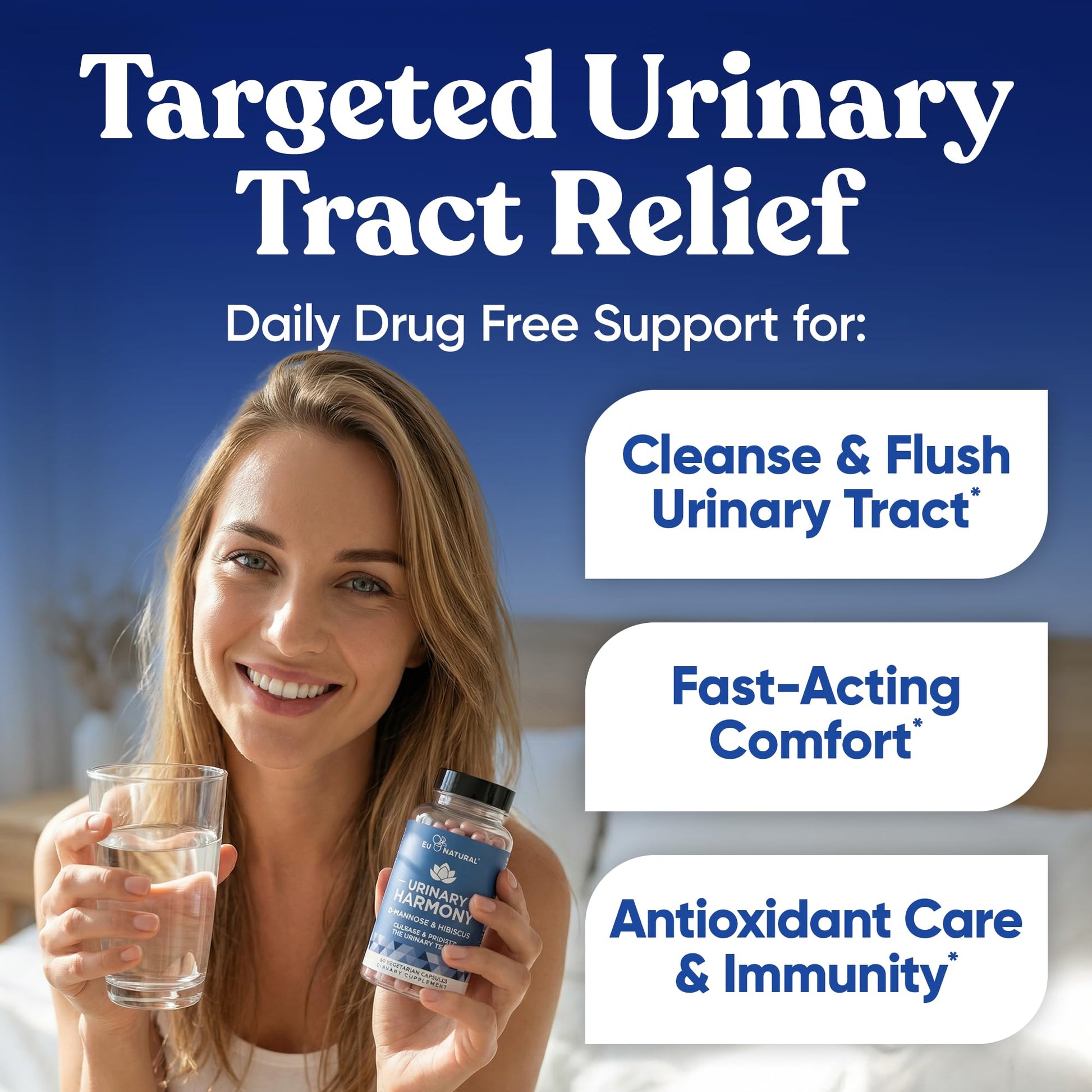 Eu Natural Urinary Harmony D-Mannose Supplement - Urinary Tract Health for Women - Fast-Acting Urinary Cleanse & Flush with Clinical-Strength D-Mannose & Hibiscus - 180 Capsules Eu NaturalBuy Supplements Australia