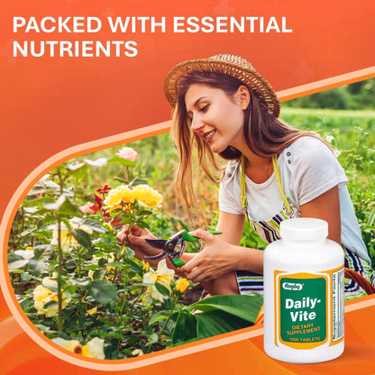 Rugby Daily-Vite Multivitamin Tablets, Gluten-Free Dietary Supplement for Adults, Supports Overall Health, No Artificial Flavors - 1000 Count (1 Pack) RUGBY LABORATORIES