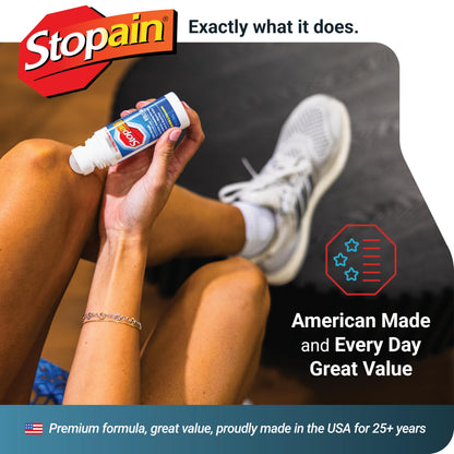 Stopain Pain Relief Roll On Gel 3oz, USA Made, Max Strength Fast Acting with MSM, Glucosamine, Menthol for Arthritis, Lower Back, Knee, Neck, HSA FSA Approved OTC Topical Analgesic Products StopainBuy Supplements Australia