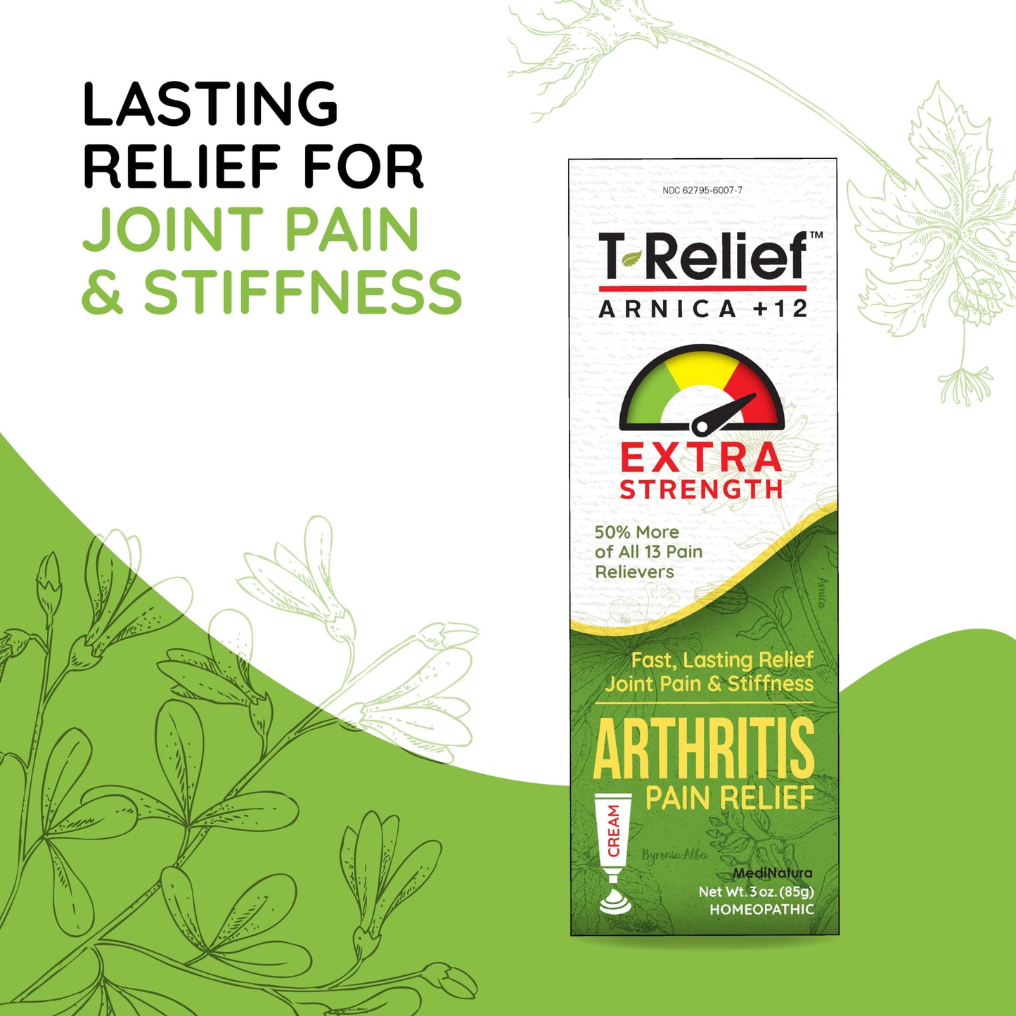 T-Relief Extra Strength Arthritis Cream Arnica +12 Pain Relieving Natural Medicines Help Soothe Soreness Stiffness Aches & Pains in Joints Naturally - 3 oz MediNaturaBuy Supplements Australia