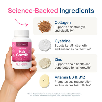 ALTAGAMMA Hair Growth Supplements - Nourishes Thinning, Strengthen Nails & Skin & Combat Hair Loss - Hair Growth Vitamins for Women & Men with Marine Collagen Peptides, 60 Capsules | 30 Day Supply ALTAGAMMABuy Supplements Australia