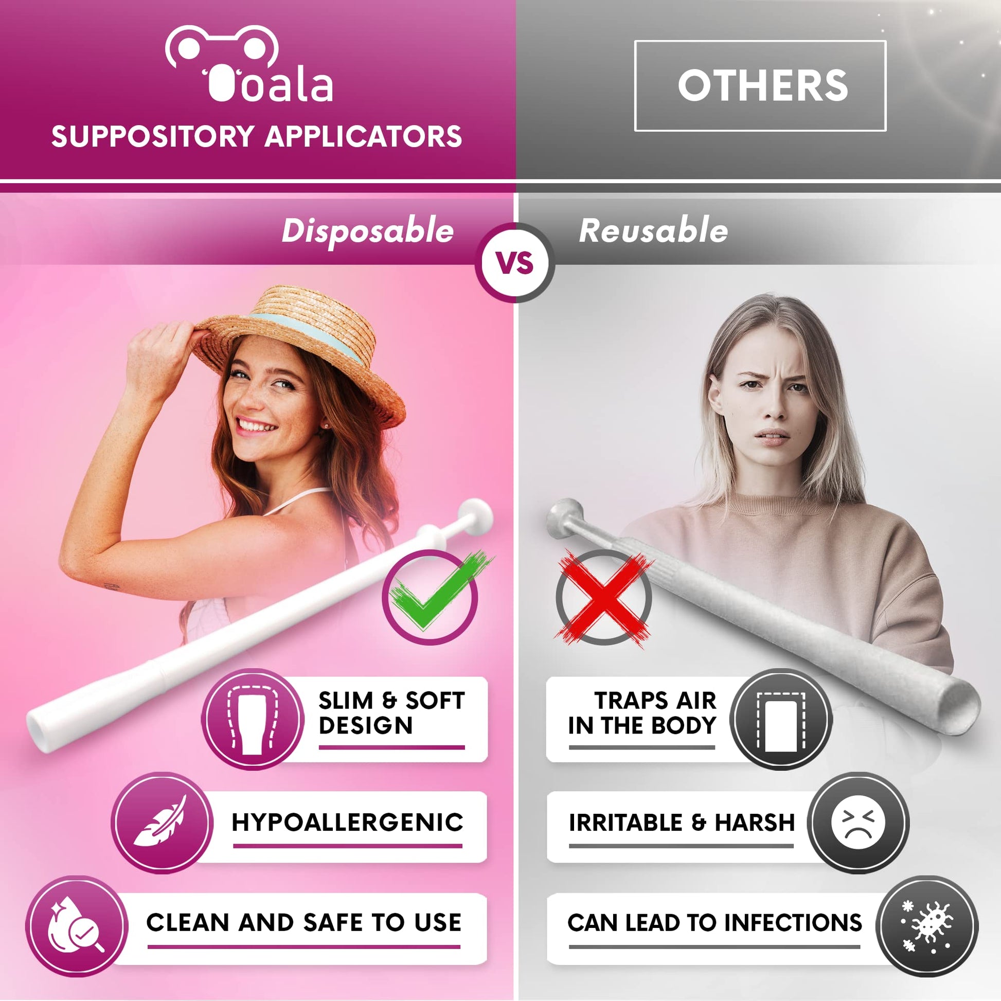 Ooala Disposable Vaginal Suppository Applicators (30-Pack) | Fits Most Brands, Pills, Tablets and Boric Acid OoalaBuy Supplements Australia