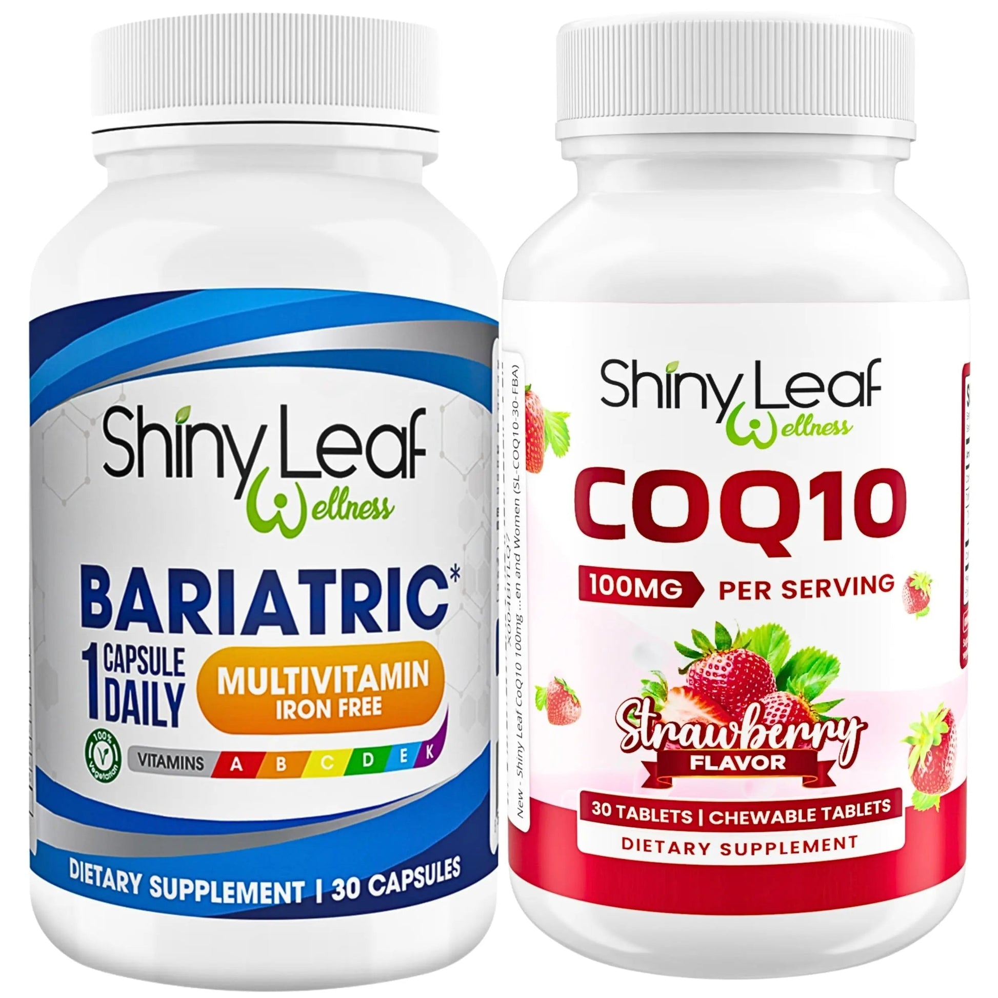 Bariatric Multivitamin Iron-Free One Capsule Per Day and CoQ10 100mg Supplement for Brain Health and Energy Management for Women and Men - 1 Month Supply Shiny LeafBuy Supplements Australia
