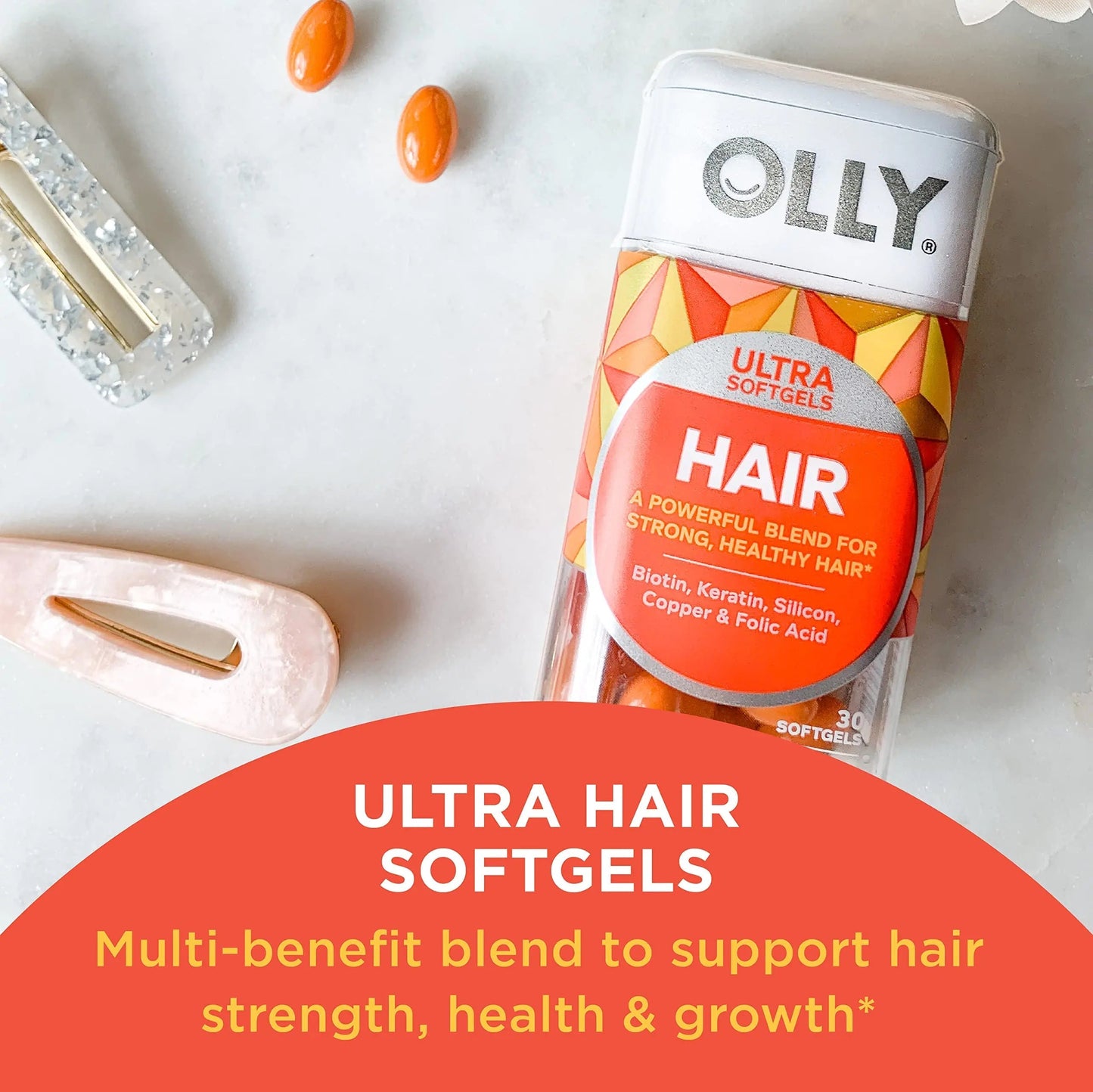 OLLY Ultra Women's Multi Softgels & Ultra Strength Hair Softgels, Supports Hair Health, Biotin, Keratin, Vitamin D, B12, Hair Supplement, 30 Day Supply - 30 Count OLLYBuy Supplements Australia