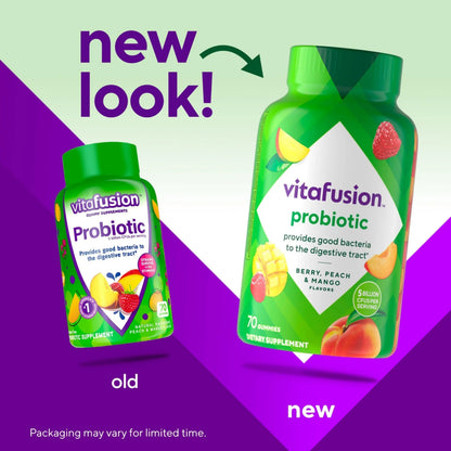 vitafusion Probiotic Gummy Supplements, Raspberry, Peach and Mango Flavors, Probiotic Nutritional Supplements With 5 Billion CFUs Vitafusion