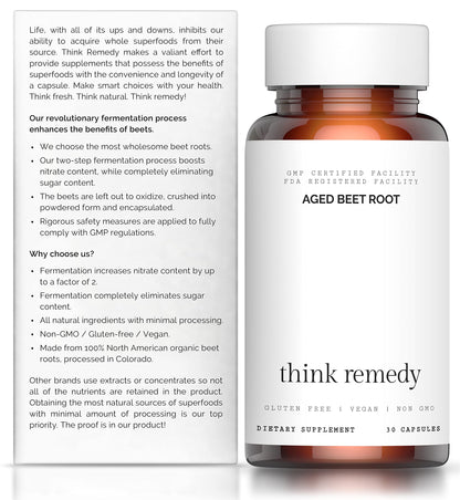 Think Remedy Aged Beet Root Capsules - Beet Pills for Stamina - Organic Beet Root Powder Think RemedyBuy Supplements Australia