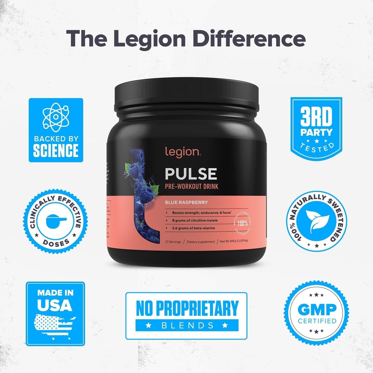 LEGION Pulse Pre Workout Supplement - All Natural Nitric Oxide Preworkout Drink LEGIONBuy Supplements Australia