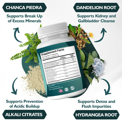 Happee Chanca Piedra Stone Breaker Kidney & Gallbladder Cleanse – Kidney Stone Dissolver & Passage Support - High Potency Phyllanthus Niruri with Magnesium, Potassium & Herbal Blend - 60 Capsules HappeeBuy Supplements Australia