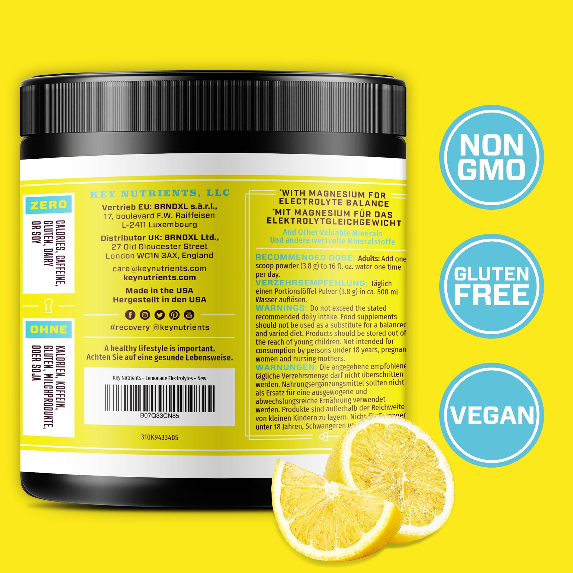 Key Nutrients Electrolytes Hydration Powder - Refreshing Lemonade Drink Mix KEY NUTRIENTSBuy Supplements Australia
