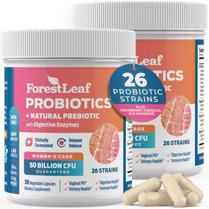 ForestLeaf Womens Probiotic 50 Billion CFU with Organic Prebiotics, Digestive Enzymes ForestLeafBuy Supplements Australia