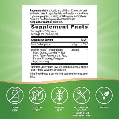 Nature's Way Orchard Fruits, Fruit Powder Blend, Contains 12 Different Fruits, 900mg Per 2-Capsule Serving, 60 Capsules Nature's WayBuy Supplements Australia