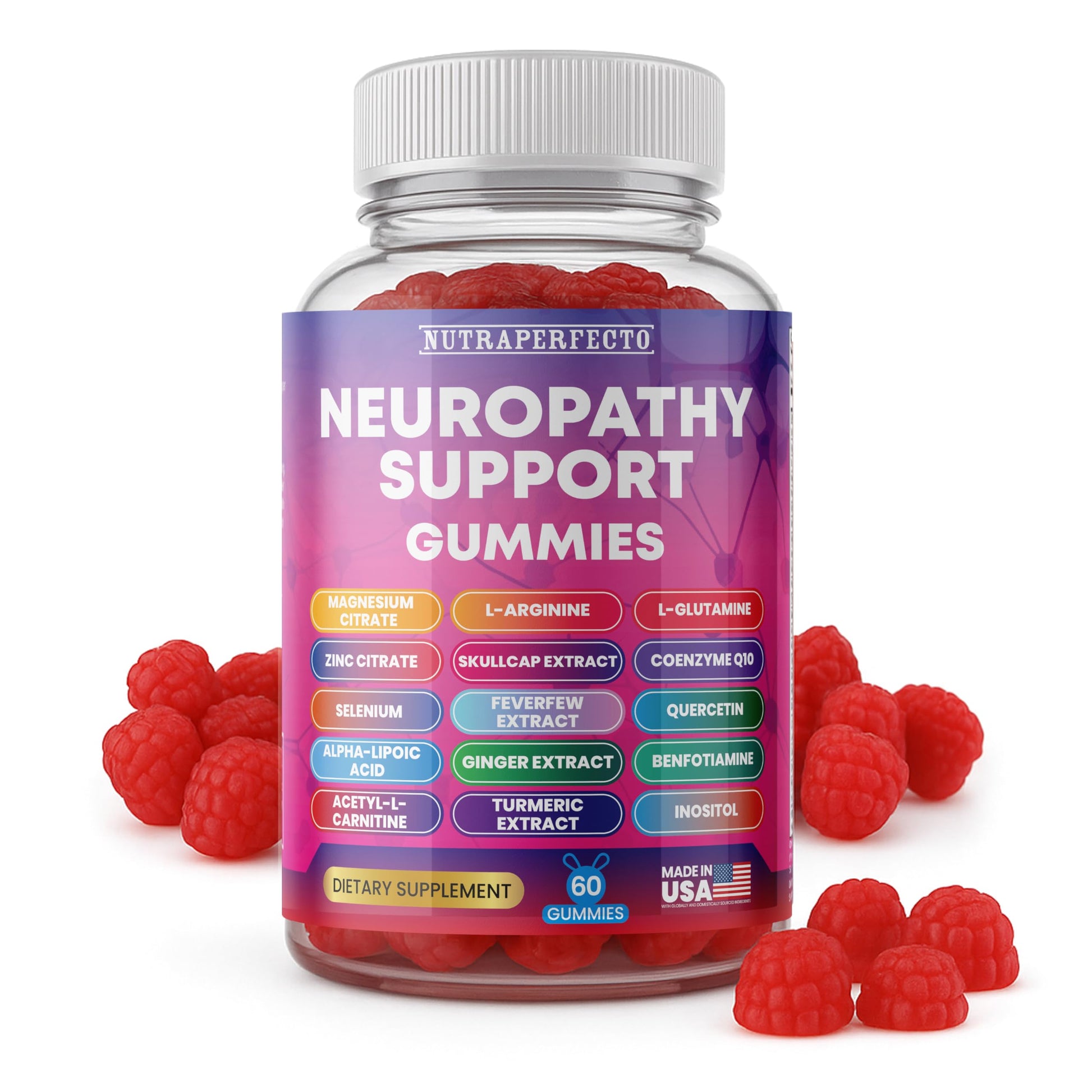 Sugar Free Neuropathy Support Gummies for Nerve – Enhanced Nerve Health, Regeneration, Cognitive Support with Vitamin B1, B6, B12, Magnesium, ALA, Turmeric, CoQ10 & More NutraPerfectoBuy Supplements Australia