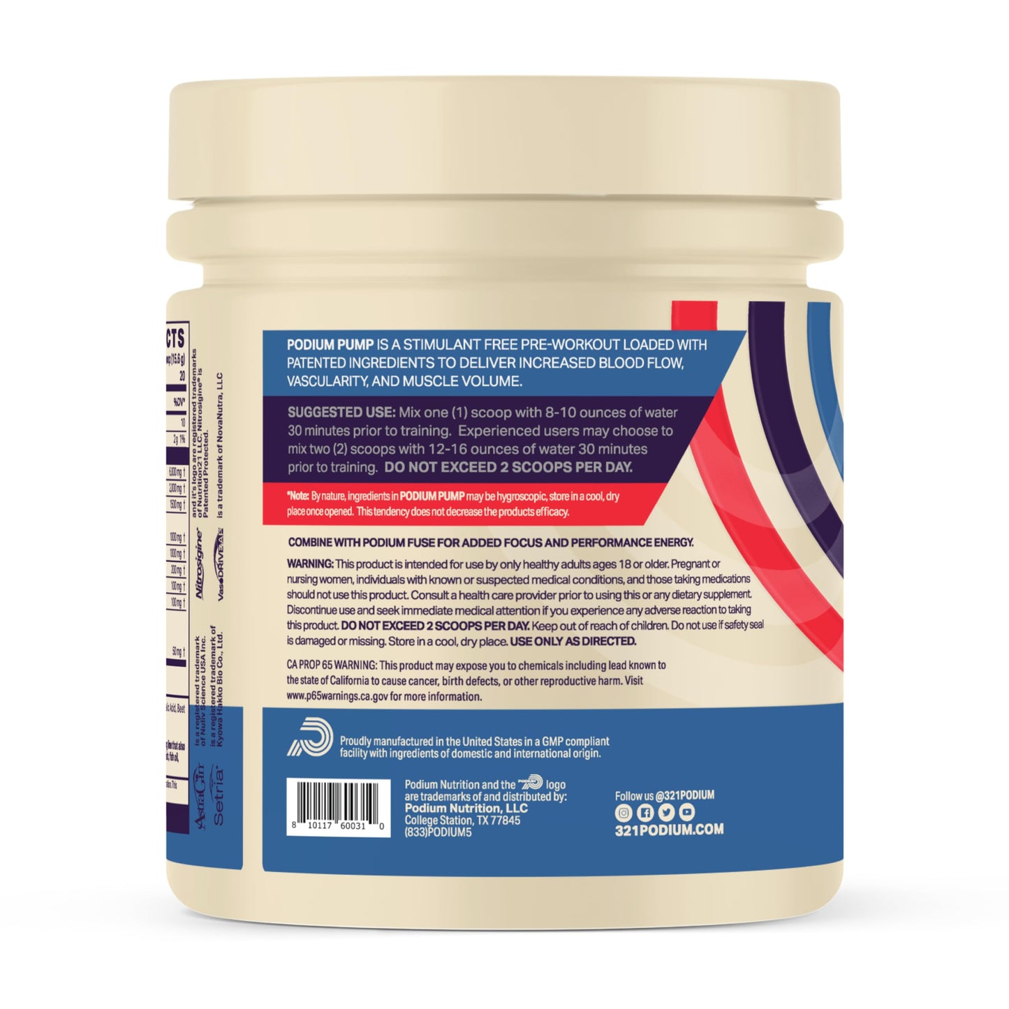 Podium Nutriton, Pump, Stimulant Free Pre-Workout, 40 Servings (Watermelon Mint)