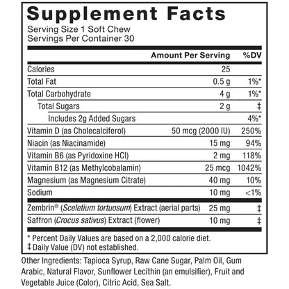FORCE FACTOR Happy Mood, Mood Support and Mood Balance Supplement to Support Happiness, Positivity, and Stress, Made with Magnesium, Saffron, Zembrin, Non-GMO, Tropical Fruit Flavor, 30 Soft Chews Force FactorBuy Supplements Australia