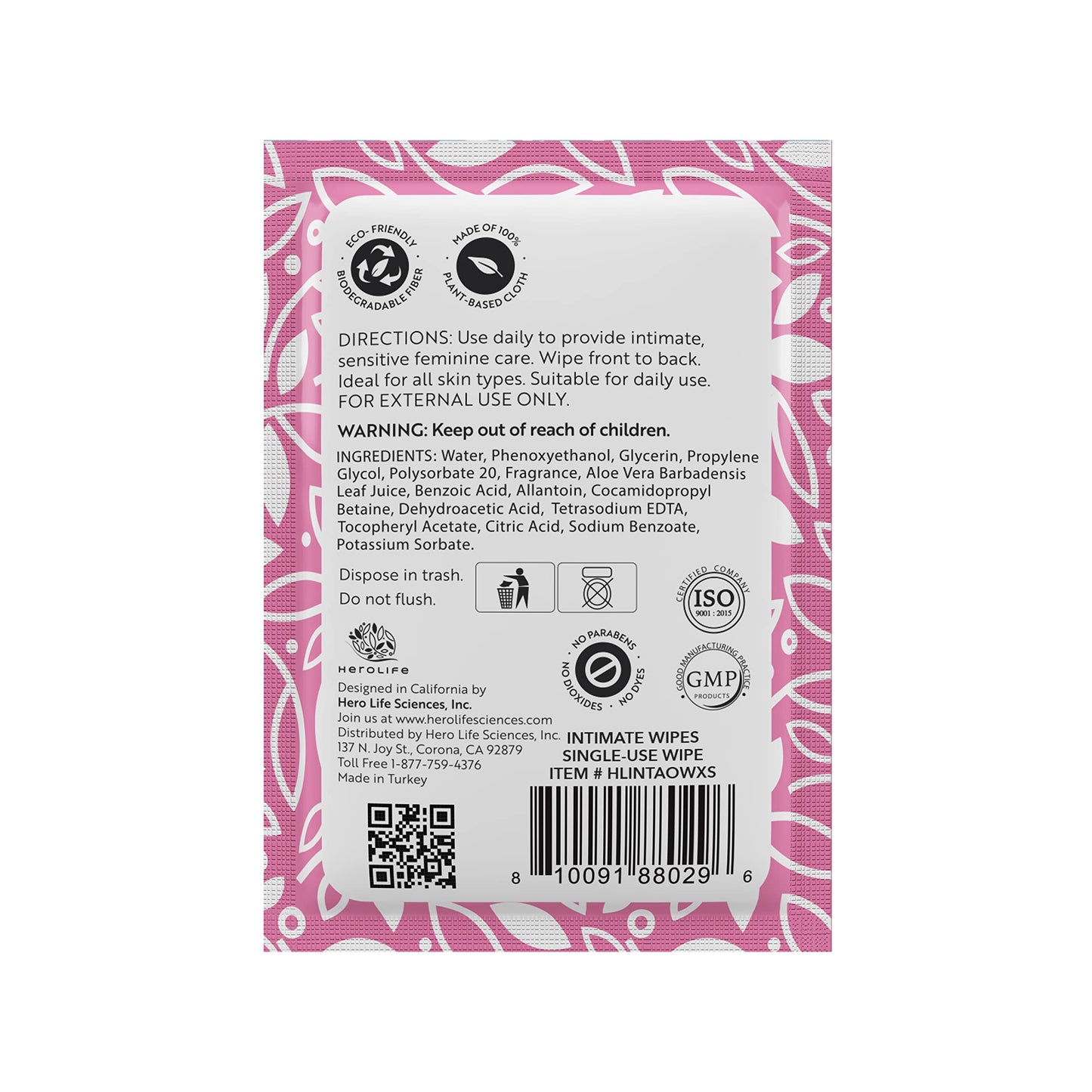 HEROLIFE Personal Wipes for Feminine Care, Single Use To Go, Plant-Based, 1 pack of 40 Single HerolifeBuy Supplements Australia