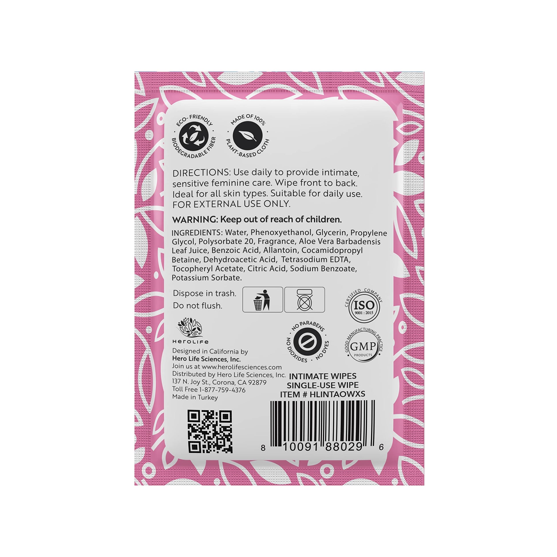 HEROLIFE Personal Wipes for Feminine Care, Single Use To Go, Plant-Based, 1 pack of 40 Single HerolifeBuy Supplements Australia