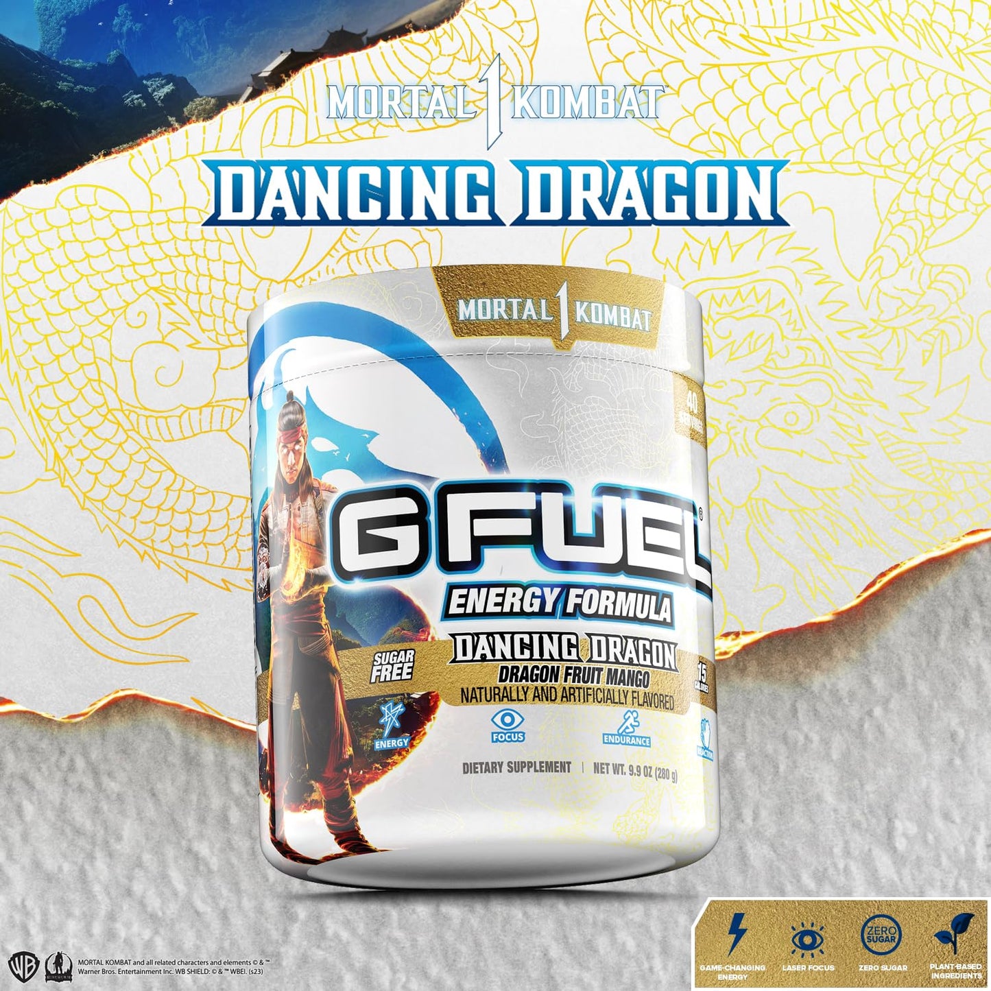 G fuel Mortal Kombat Dancing Dragon Energy Powder, Sugar Free, Clean Caffeine Focus G fuelBuy Supplements Australia