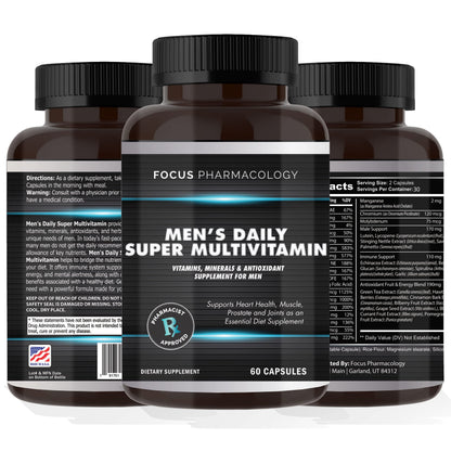 Focus Pharmacology Men's Daily Super Multi-Vitamin for Men - 60 Ct Blend of Vitamins, Minerals, Plus Herbs for Prostate Health and General Energy/Focus Focus PharmacologyBuy Supplements Australia