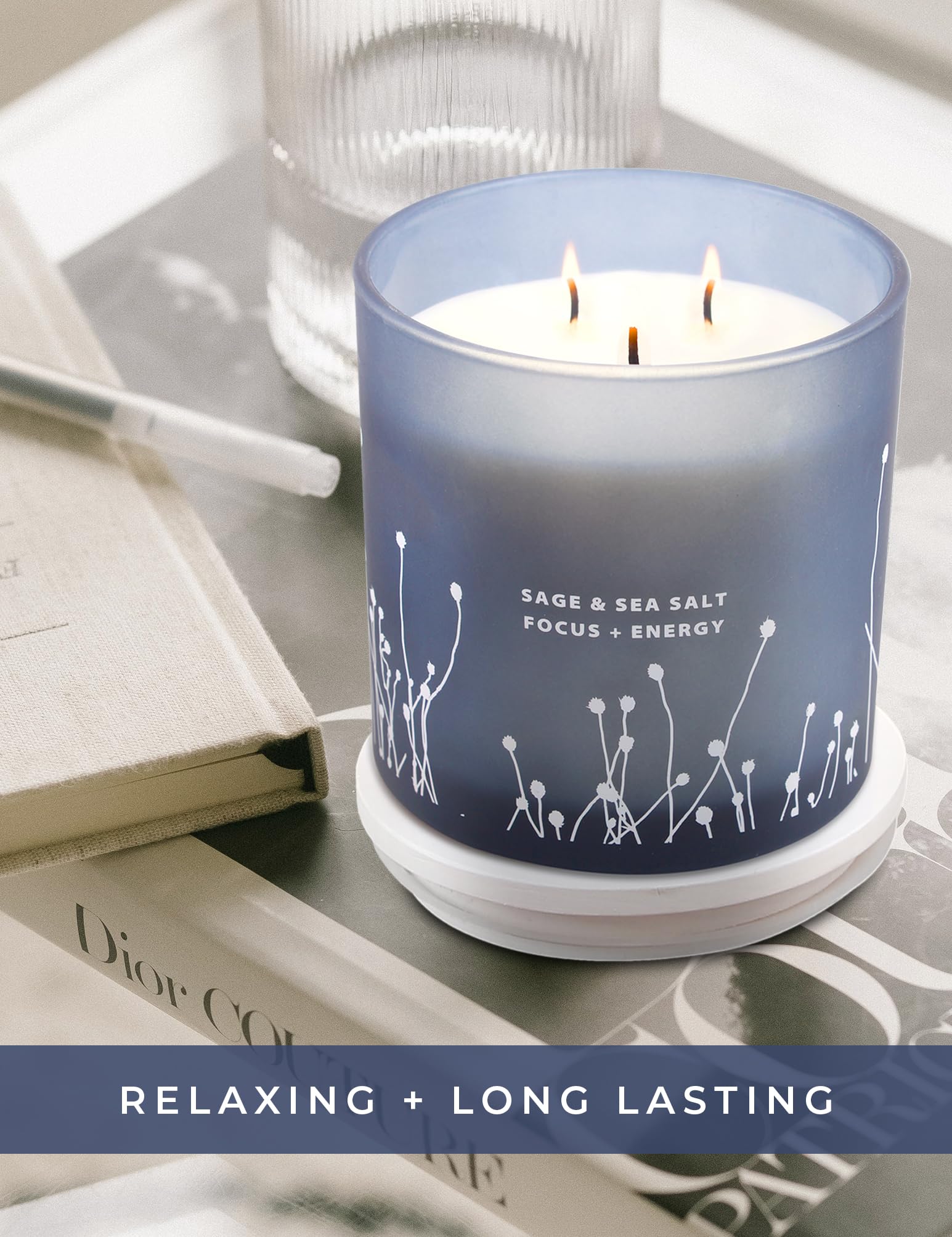 White Sage Sea Salt 3 Wick Candle 14.5 oz | Sage Candles for Cleansing House | Large Soy Candles GIFTAWAYBuy Supplements Australia